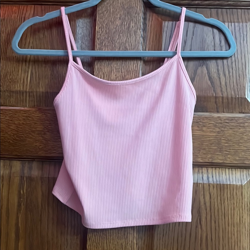 American Eagle Outfitters Pink Crop Camisole Fitted Top